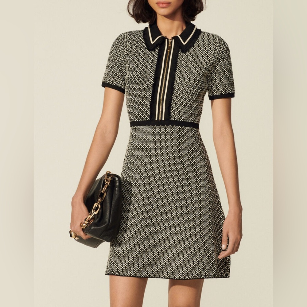 Sandro Polie Stretch Tweed Short Dress FR38 US2/4 $460